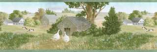 COUNTRY VIEW,COW,GOOSE,BARN Wallpaper Border AFR7119  