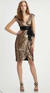NEW 2011 BCBG REEVE CAP SLEEVE SEQUINED DRESS XS/M/0/2/8 $468 Taupe 