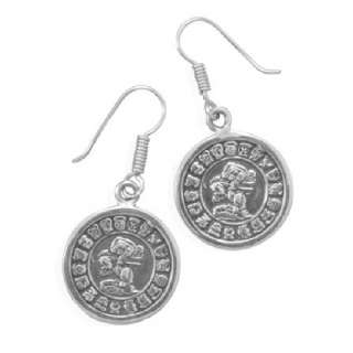 New Precious Sterling Silver Mayan Calendar Earrings  
