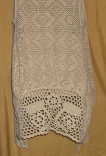 Rebecca Elliot crochet natural beige sleeveless vest sweater open top 