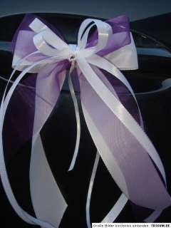 10 x Autoschleifen Antennenschleifen Hochzeit weiß lila  