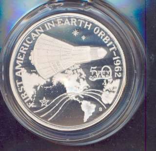   ISLANDS $50 SPACE SILVER 1 OUNCE COIN FIRST AMERICAN EARTH ORBIT