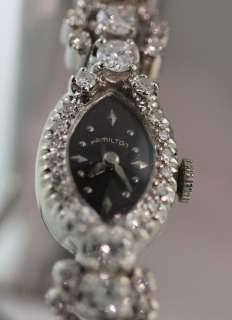   Rare Hamilton Vintage Gold Diamond Watch, 2.75 carats, 14K  
