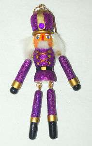 Purple Jointed Glitter Nutcracker Christmas Ornament  