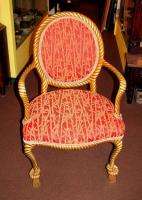 Antique Fournier Style Giltwood Rope Arm Chair 1890s  