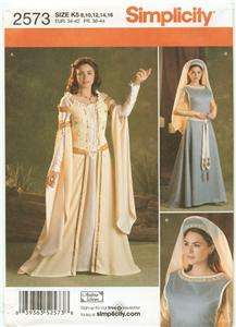 Simplicity Medieval Womens Cotehardie Gown size 8 16  