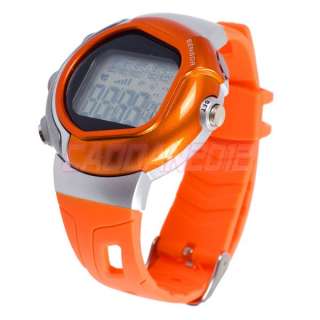 New Orange Pulse Heart Rate Exercise Calorie Counter Alarm Wrist Watch 