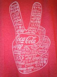 Coke Coca Cola Red Peace International Logo T Shirt Tee  