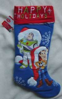 NEW WITH TAGS TOY STORY BUZZ & WOODY HAPPY HOLIDAYS CHRISTMAS STOCKING 