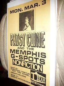 Patsy Cline Memphis G Spots Gig Poster I Beam SF 1986  