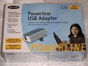 BELKIN POWERLINE NETWORK ADAPTER PLUGLINK USB P56983 F5D4050 LCD TIVO 