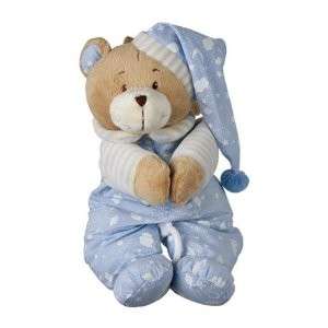 Soft Blue Musical Lullaby Teddy Can Attach To Cot New Baby BoyToy Gift 