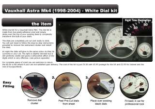     ASTRA Mk4 / ZAFIRA (1998 2004) 120mph or 140mph   WHITE DIAL KIT