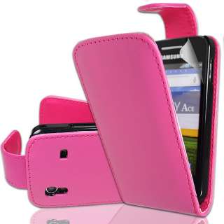 SAMSUNG GALAXY ACE S5830 PINK LEATHER CASE COVER+SCREEN  