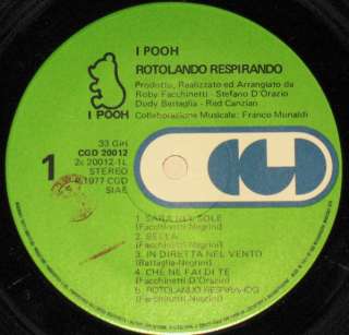 POOH ROTOLANDO RESPIRANDO LP 33 DISCO 1977  