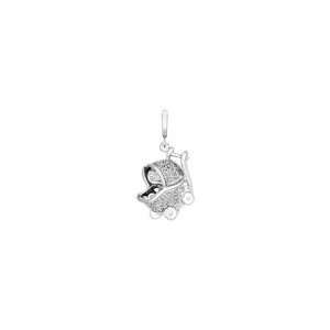   Carriage Charm in Sterling Silver 1/10 CT. T.W. ss init/nmbrs charm
