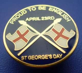 ST GEORGES DAY BADGE   PROUD TO BE ENGLISH   BLUE  