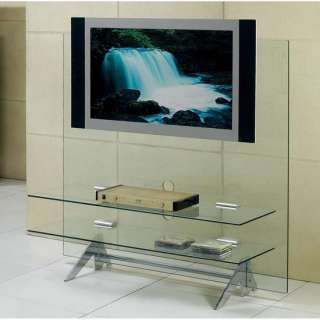 CLEAR GLASS UPRIGHT PLASMA TV LCD STAND UNIT BRACKET  