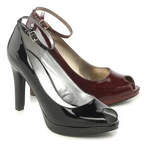 Nine West Patent Leather Peep Toe Pump with Ankle Strap 