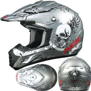   AFX Youth FX 17Y Skull Full Face Helmet Medium  Silver Automotive