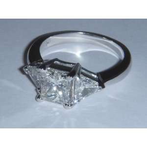  2.75 carat princess cut trilliant diamond ring white gold 