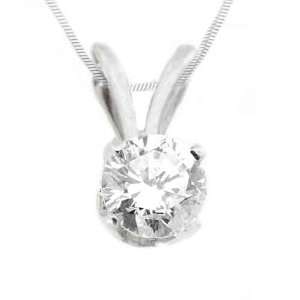    14k White Gold Round Solitaire Diamond Pendant .50 Carats Jewelry