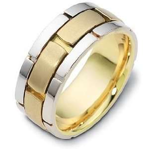 9mm Titanium & 18 Karat Yellow Gold Designer Link Style Wedding Band 