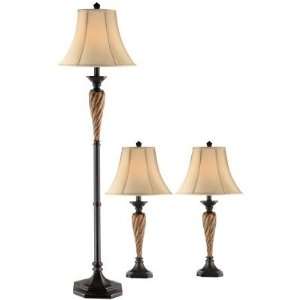   Traditions Hand Painted Rusty Brown Metal Lamp Set