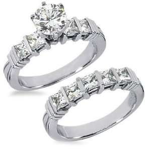   28 Carats Princess Cut Diamond Bridal Engagement Ring Set Jewelry