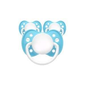   3 Symmetric Silicone Personalized Pacifiers Light Blue Baby