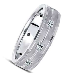 14 Karat White Gold Diamond Wedding Ring with 8 Princess Cut diamonds 
