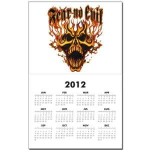 Calendar Print w Current Year Fear No Evil Flaming Skull