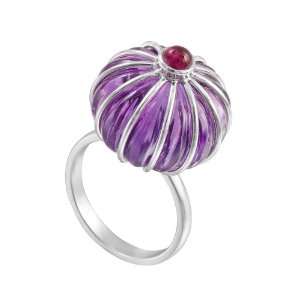   Goshwara Saffa Fluted Amethyst Cocktail Ring with Rubellite Jewelry
