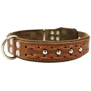  High Quality Genuine Leather Braided Studded Dog Collar 