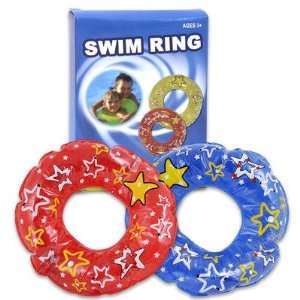   Plastic Inflatable Swim Ring with Print   Assorted Color Toys & Games