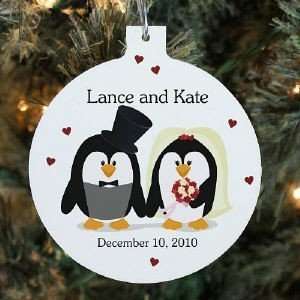  Personalized Couples Wedding Christmas Ornament Penguin 