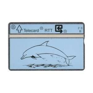   Collectible Phone Card 2u Drawing of Dolphin Leaping 