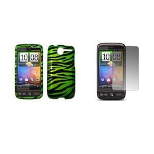 HTC Desire   Premium Neon Green and Black Zebra Stripes Design Snap On 