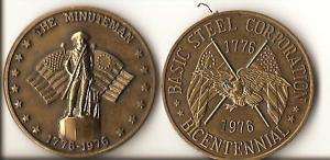 Minuteman 1776 1976 Basic Steel Bicentennial Medallion  
