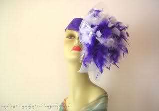 purple white cocktail hat, elegant fashion hat, Make Your Day Special 