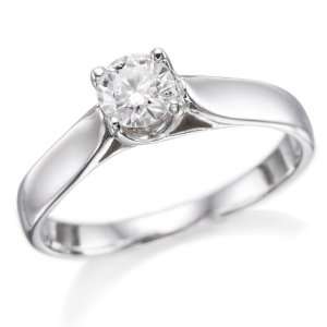   Solitaire Engagement Ring in 14k White Gold Natural Diamond Jewelry