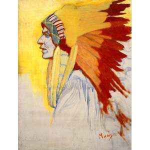  1908 American USA Indian Sioux Study By Alphonse Mucha Was 