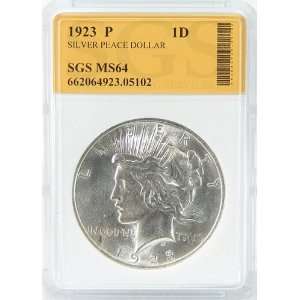  1923 P MS64 Silver Peace Dollar Graded by SGS Everything 