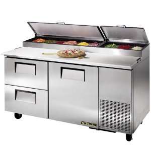  True TPP 67D 2 67 Refrigerated Pizza Prep Table, 1 Door, 2 Drawer 