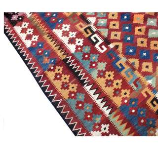 9ft x 17.2ft Vintage Turkish Wool Triangle Pattern Area Rug