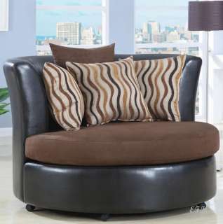 CRESTON MICROFIBER/ BYCAST LEATHER CUDDLE ACCENT CHAIR  