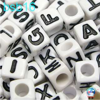 7mm Mixed Acrylic Cube Alphabet Letter Loose Beads bsb  