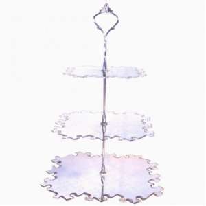 Three Tier 3mm Acrylic Silver Mirror Jigsaw Cake Stand (approx 24 cup 