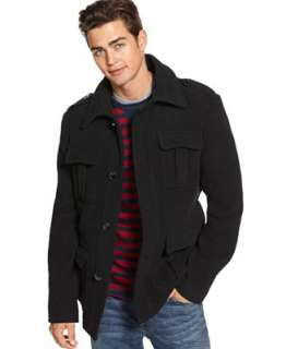 Kenneth Cole Jacket, Wool Plush Wool Military Coat