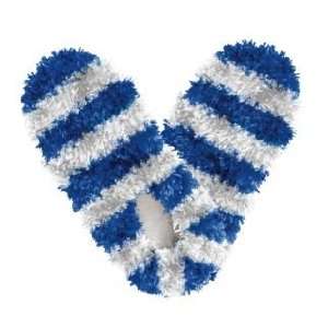  Adults Fuzzy Footies Blue & White Striped Slippers Health 